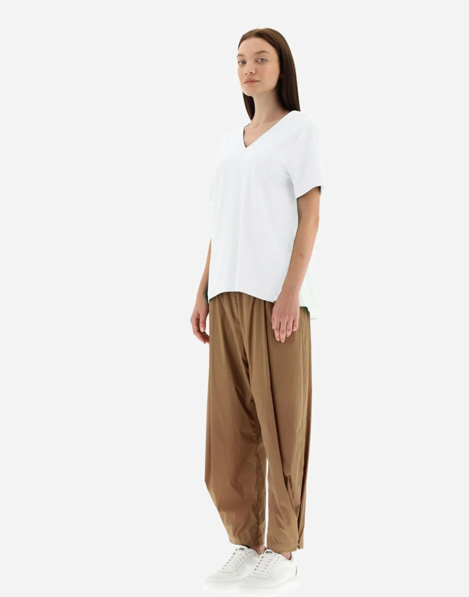 Herno V-Neck T-Shirt In Chic Cotton Jersey & New Techno Taffeta