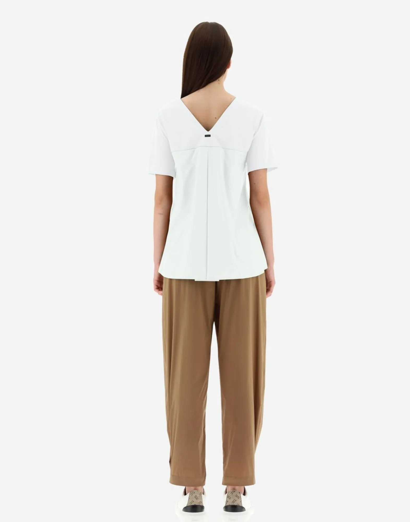 Herno V-Neck T-Shirt In Chic Cotton Jersey & New Techno Taffeta