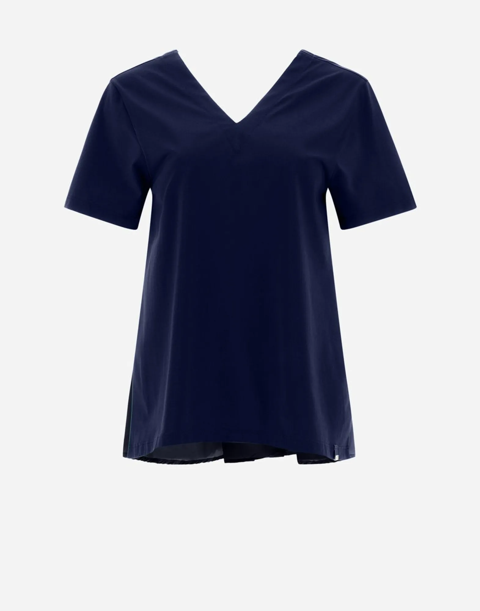 Herno V-Neck T-Shirt In Chic Cotton Jersey & New Techno Taffeta