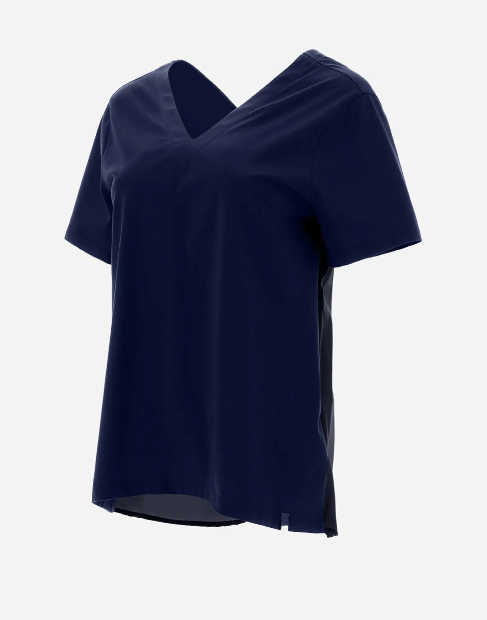 Herno V-Neck T-Shirt In Chic Cotton Jersey & New Techno Taffeta