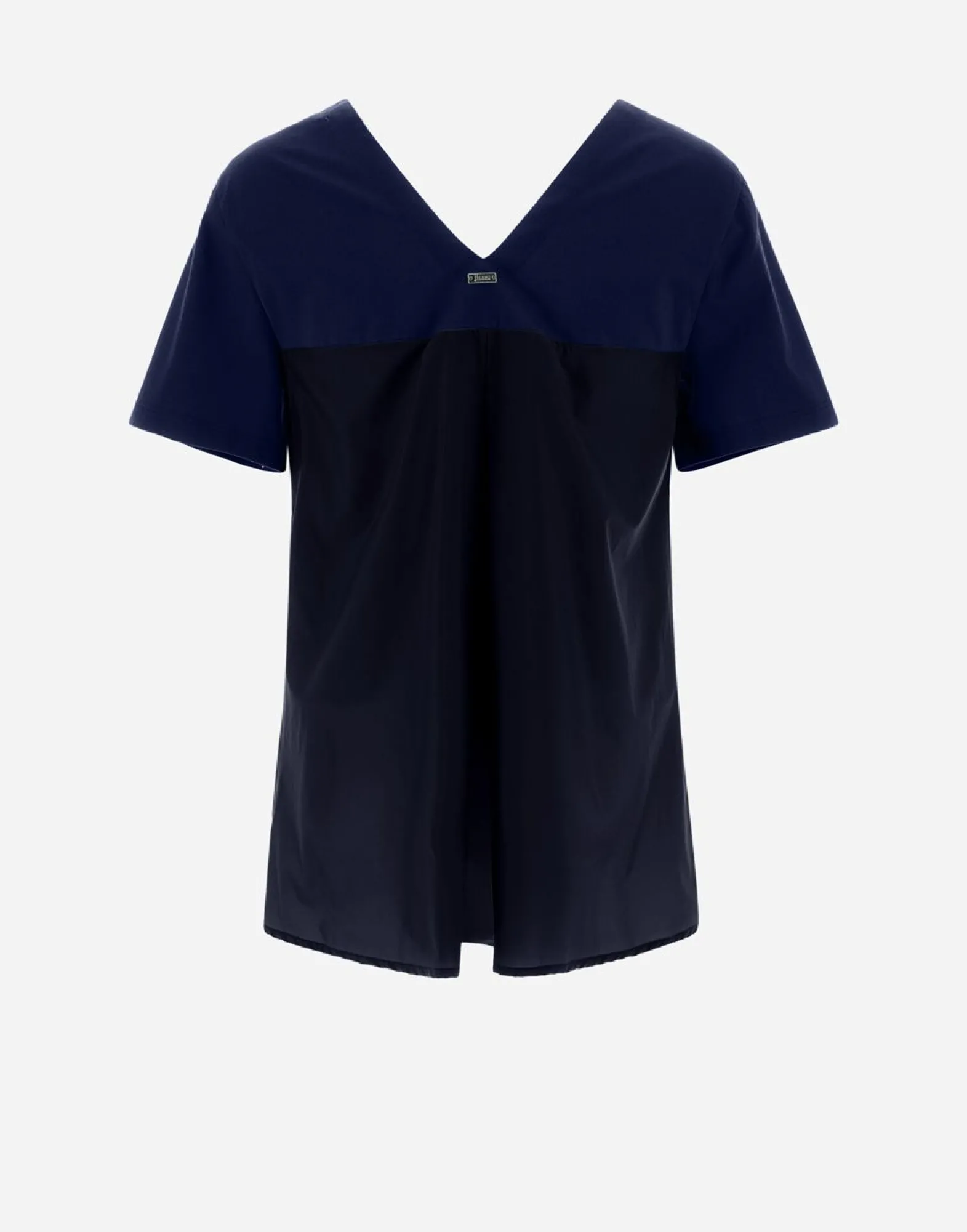 Herno V-Neck T-Shirt In Chic Cotton Jersey & New Techno Taffeta