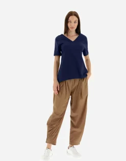 Herno V-Neck T-Shirt In Chic Cotton Jersey & New Techno Taffeta